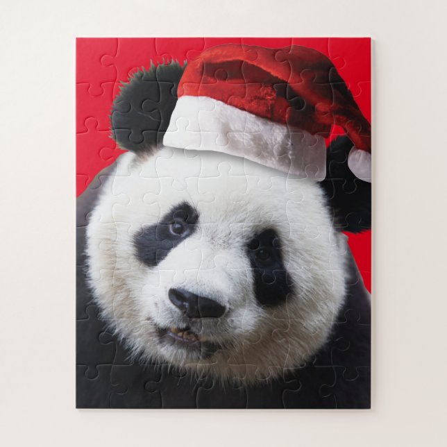 Panda Bear Wearing a Santa Claus Hat for Christmas Jigsaw Puzzle (Vertical)