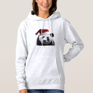 Panda Bear wearing a Santa Claus Hat Hoodie