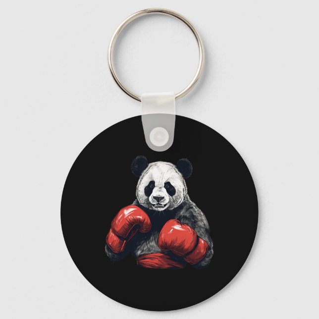 Panda Bear Wearing Boxing Gloves - Funny Boxing  Keychain (Front)