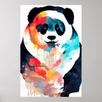 Panda Bear Wild Nature Animal Color Art Painting