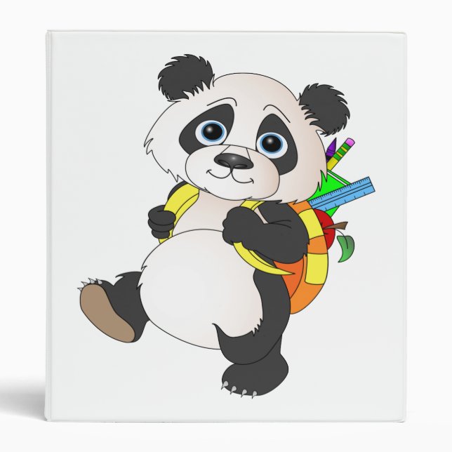 Panda Bear with backpack Binder (Front)
