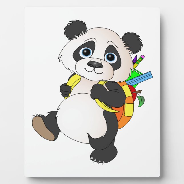 Panda Bear with backpack Plaque (Front)