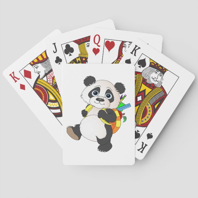 Panda Bear with backpack Playing Cards (Back)