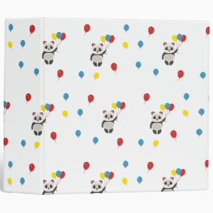 Panda bear with balloons white binder