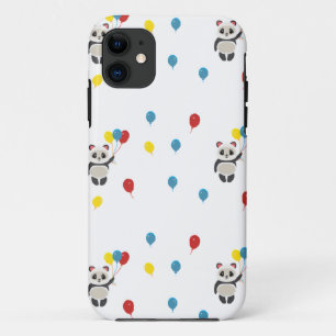 Panda bear with balloons white iPhone 11 case