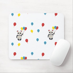 Panda bear with balloons white mouse pad