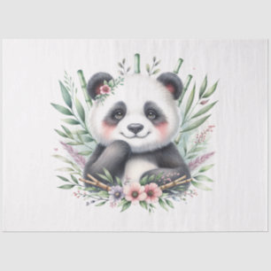 Panda Bear with Bamboo Floral Watercolor Tissue Paper