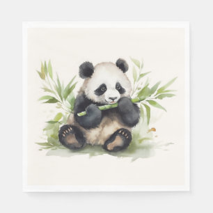 Panda Bear With Bamboo Napkin