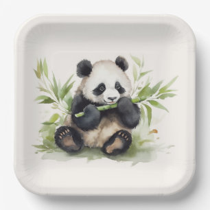 Panda Bear With Bamboo Paper Plate