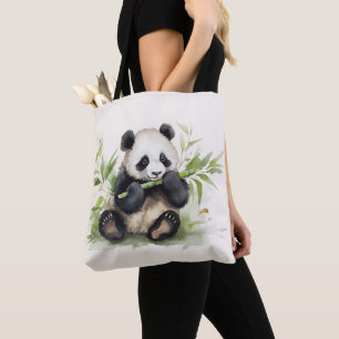 Panda Bear With Bamboo Tote Bag