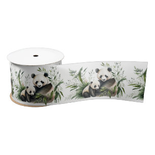 Panda Bear With Cub Satin Ribbon