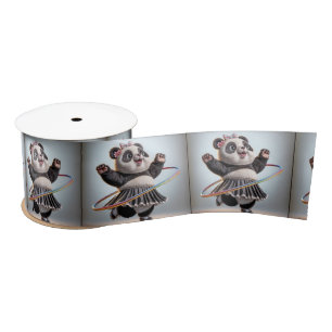 Panda Bear With Hula Hoop Satin Ribbon