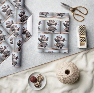 Panda Bear With Hula Hoop Wrapping Paper