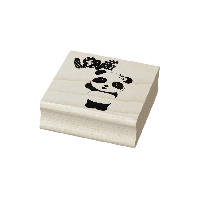 Panda Bear with Love Balloons Rubber Stamp (Stamp)