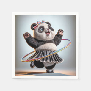 Panda Bear With Rainbow Hula Hoop Napkin