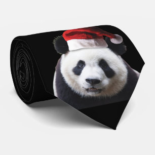 Panda Bear with Santa Hat Tie
