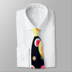 Panda Bear Yellow Black Cute Colourful Pattern Tie