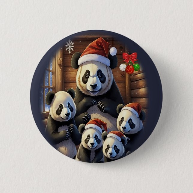 Panda Bears 2 Inch Round Button (Front)