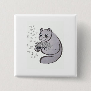 Panda Bears 2 Inch Square Button