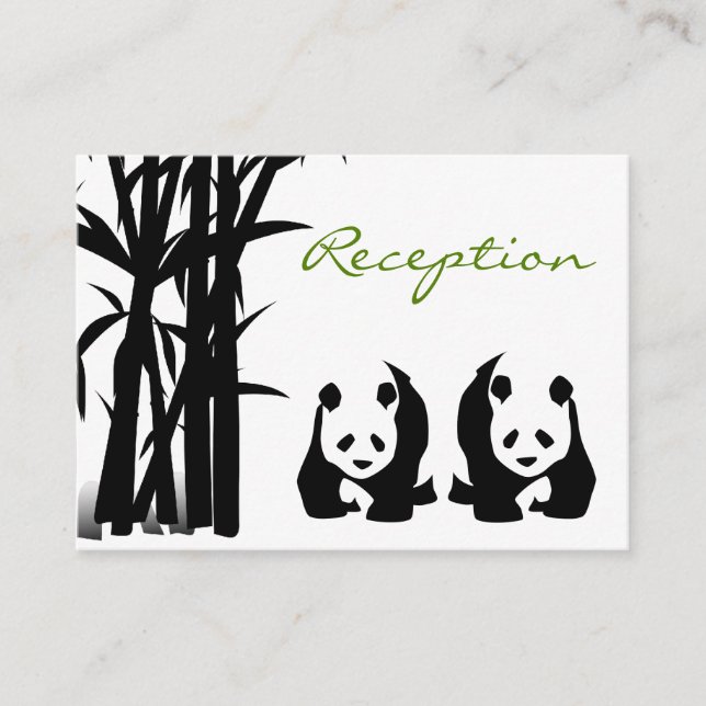 Panda Bears and Bamboo Wedding Reception Cards (Front)
