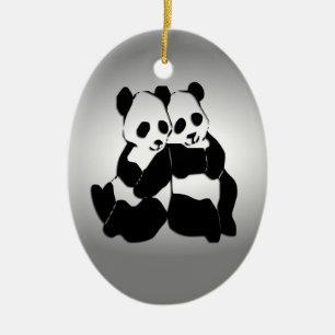 Panda Bears Ceramic Ornament