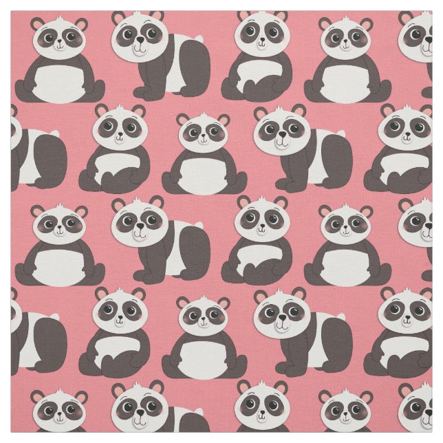 Panda Bears Cute Kids Fabric (Swatch)