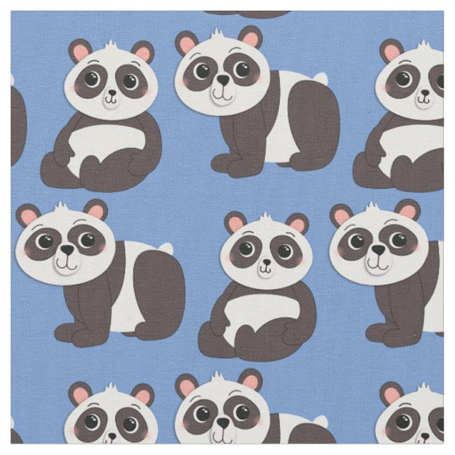 Panda Bears Cute Kids Fabric (Close Up)