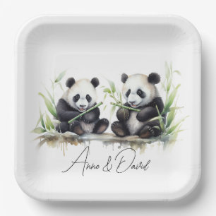 Panda Bears for Anniversary Party Paper Plate