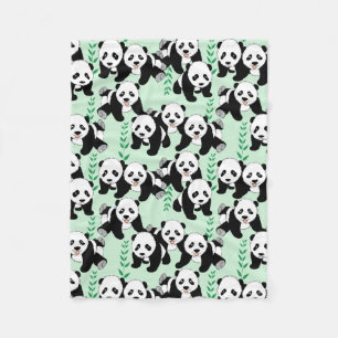 Panda Bears Graphic Pattern Fleece Blanket