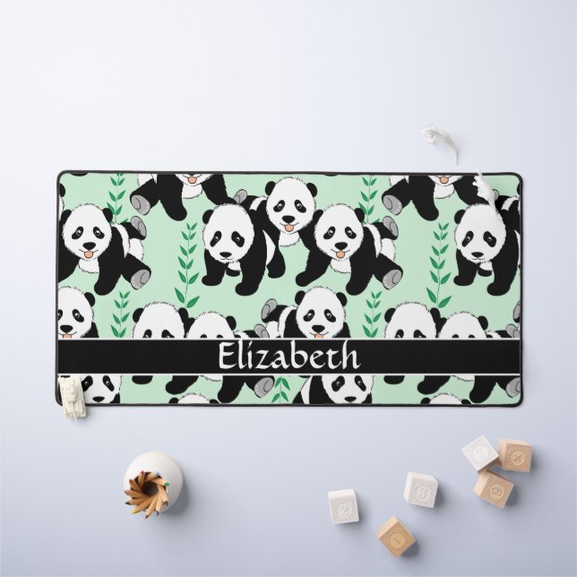 Panda Bears Graphic Pattern to Personalize Desk Mat (Kids Table)