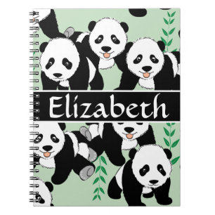 Panda Bears Graphic Pattern to Personalize Notebook