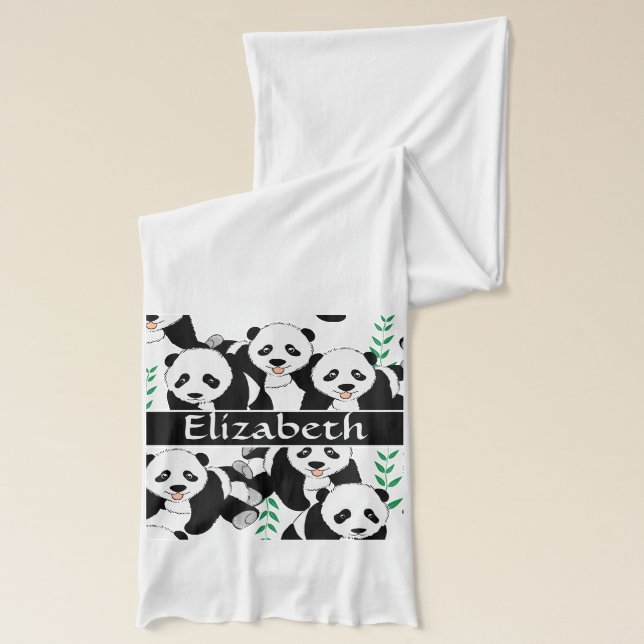 Panda Bears Graphic Pattern to Personalize Scarf (Left)