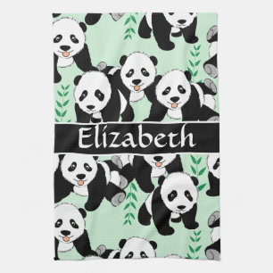 Panda Bears Graphic Personalize Kitchen Towel