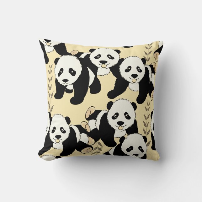 Panda Bears Graphic Throw Pillow (Front)