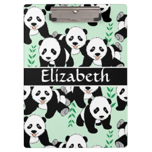 Panda Bears Graphic to Personalize Clipboard