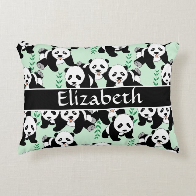 Panda Bears Graphic to Personalize Decorative Pillow (Front)