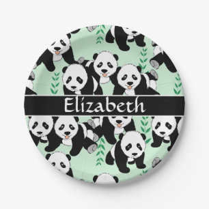 Panda Bears Graphic to Personalize Paper Plate