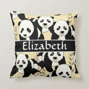 Panda Bears Graphic to Personalize Throw Pillow
