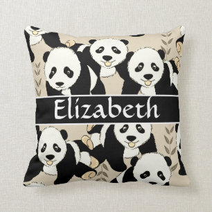Panda Bears Graphic to Personalize Throw Pillow