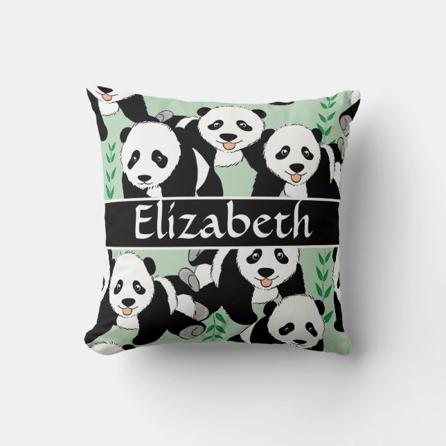 Panda Bears Graphic to Personalize Throw Pillow (Front)