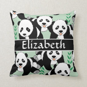 Panda Bears Graphic to Personalize Throw Pillow