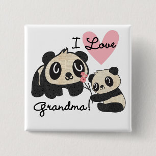 Panda Bears I Love Grandma 2 Inch Square Button