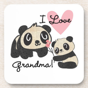 Panda Bears I Love Grandma Coaster