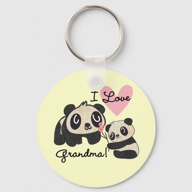 Panda Bears I Love Grandma Keychain (Front)