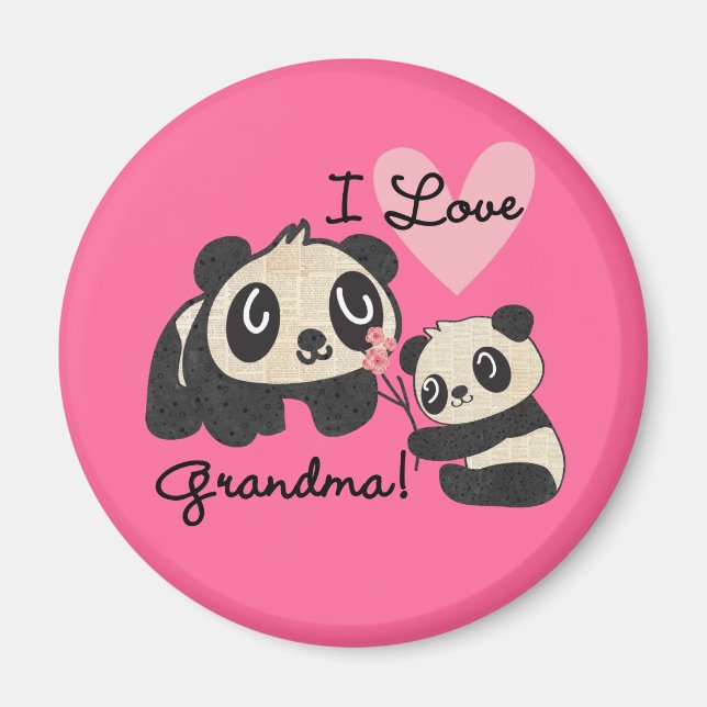 Panda Bears I Love Grandma Magnet (Front)