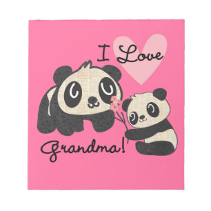 Panda Bears I Love Grandma Notepad