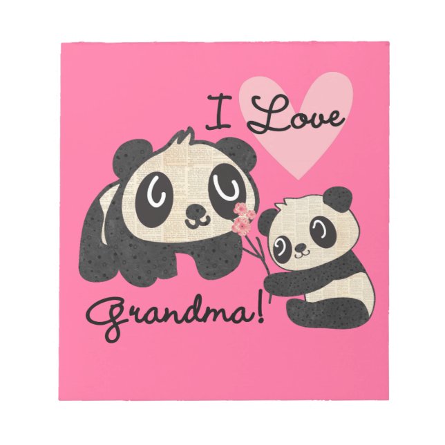 Panda Bears I Love Grandma Notepad (Front)