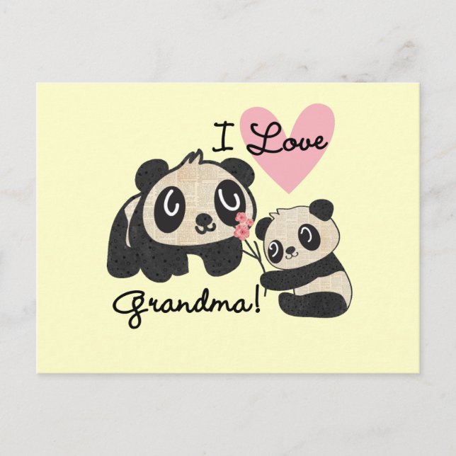 Panda Bears I Love Grandma Postcard (Front)