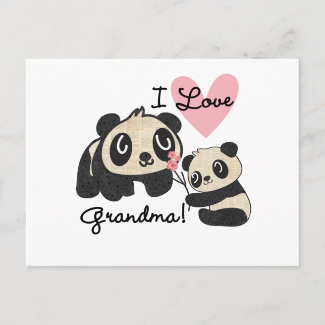 Panda Bears I Love Grandma Postcard (Front)