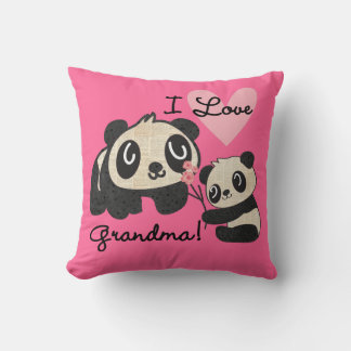 Panda Bears I Love Grandma Throw Pillow